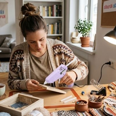 Pistolet Ă colle chaude â assemblage bois tissu papier