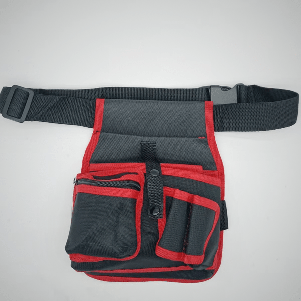 Porte-outils ceinture avec bordures rouges - Compartiments multiples pour outils de bricolage
