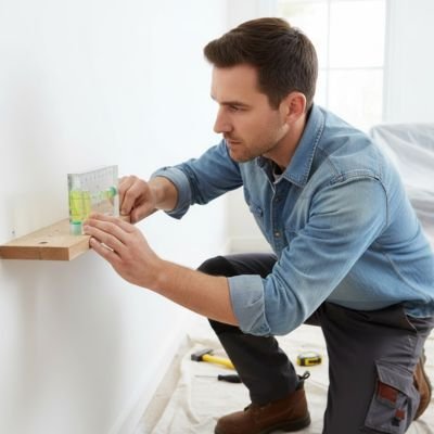  Installation niveau à bulle professionnel sur surface bois - vérification horizontalité précision