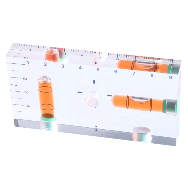 Niveau à bulle orange professionnel compact avec fioles liquide vert - outil alignement horizontal vertical