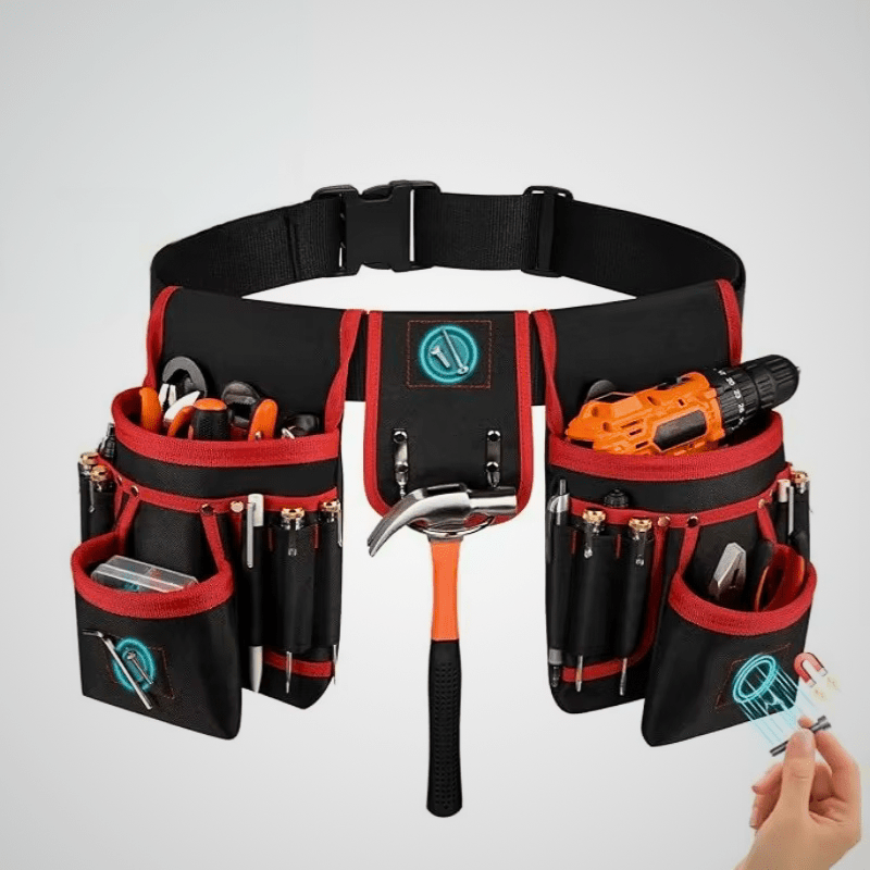 Ceinture porte-outils professionnelle bande jaune - Tissu Oxford résistant avec 26 poches organisées