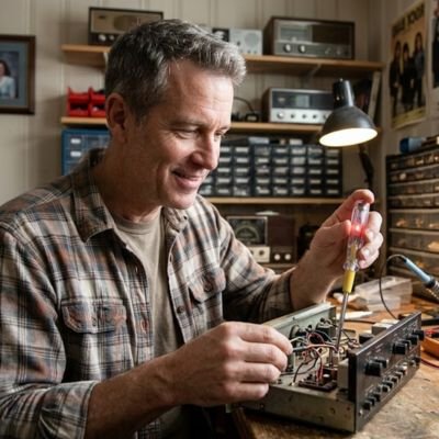 Électricien amateur vérifiant un circuit avec un tournevis testeur lumineux