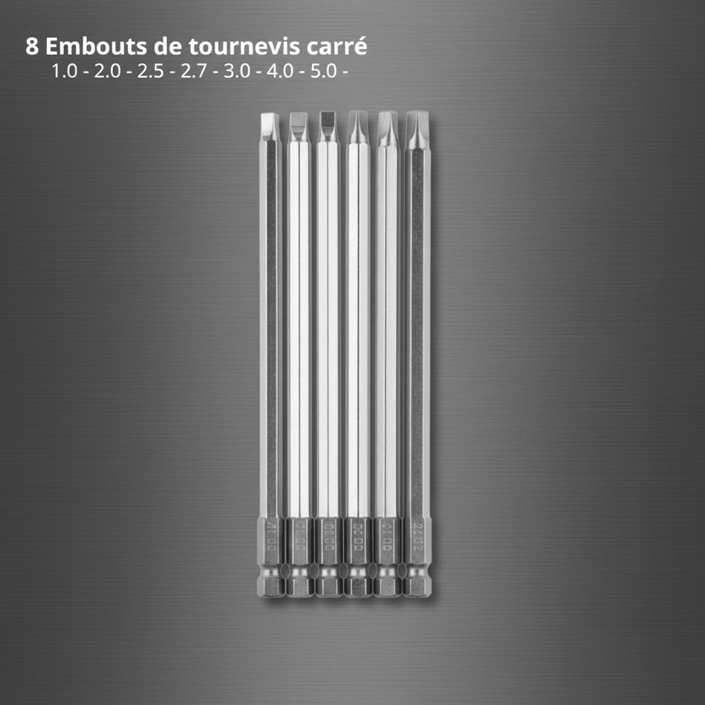 8 Embouts de tournevis carré 