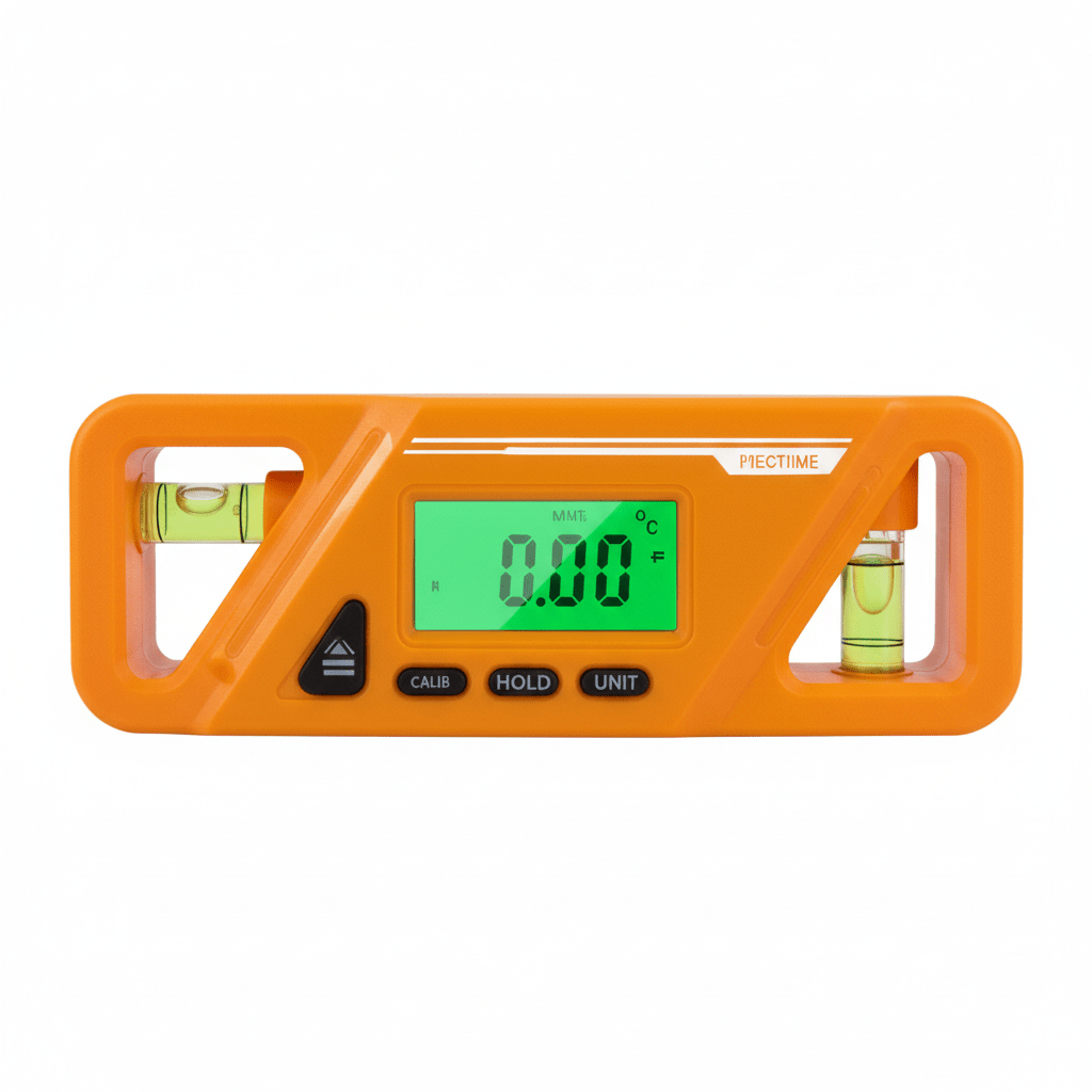 Inclinomètre numérique orange étanche - Protection contre poussière et projections d'eau