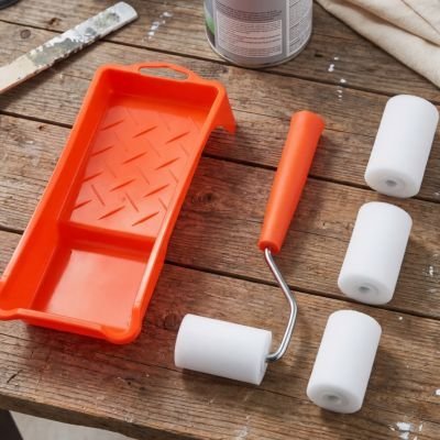 Kit rouleau à peinture professionnel avec bac et 4 manchons interchangeables