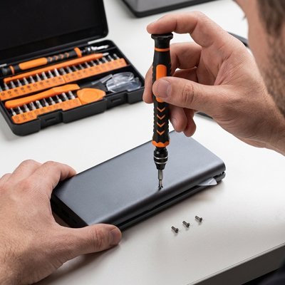Kit tournevis de précision 46 en 1 utilisé pour réparer un smartphone
