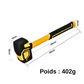 Marteau jaune et noir avec dimensions complètes - qualité professionnelle Poids 402g