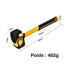 Marteau jaune et noir avec dimensions complètes - qualité professionnelle Poids 402g