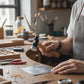 Professionnel travaillant métal avec marteau artisanal manche bois tête acier atelier bijouterie
