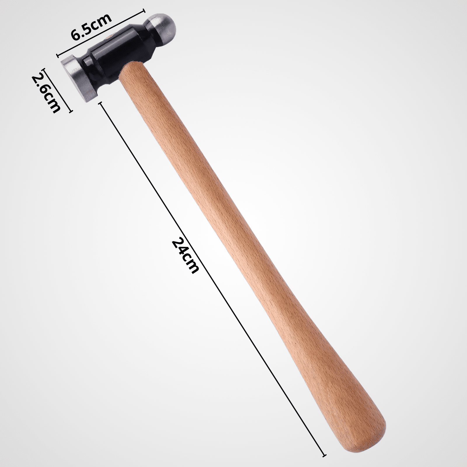 Marteau artisanal manche bois naturel 24 cm - Tête acier 6,5 cm largeur 2,6 cm - Outil bricolage professionnel
