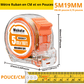 Mètre ruban Makote Précision Pro 5m×16ft lame 19mm boîtier transparent orange – dimensions 67×34×66mm et 19mm lame double graduation cm/pouces