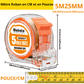 Mètre ruban Makote Précision Pro 5m×16ft boîtier transparent orange – dimensions 68×41×67mm et 25mm lame double graduation cm/pouces