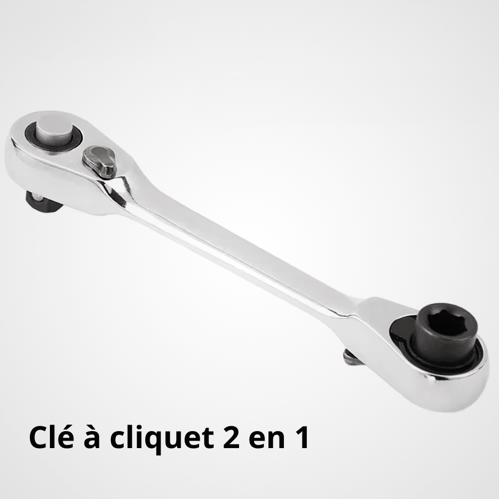 Clé à cliquet 2 en 1 double tête avec emboîtures multiples
