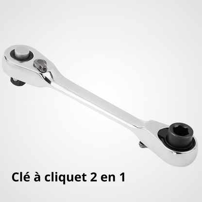 Clé à cliquet 2 en 1 double tête avec emboîtures multiples

