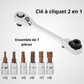 Kit clé à cliquet 2 en 1 avec 6 douilles hexagonales H3 à H8
