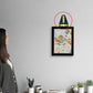 Niveau à bulle triangle vert sur cadre noir - vérification horizontalité pour décoration murale