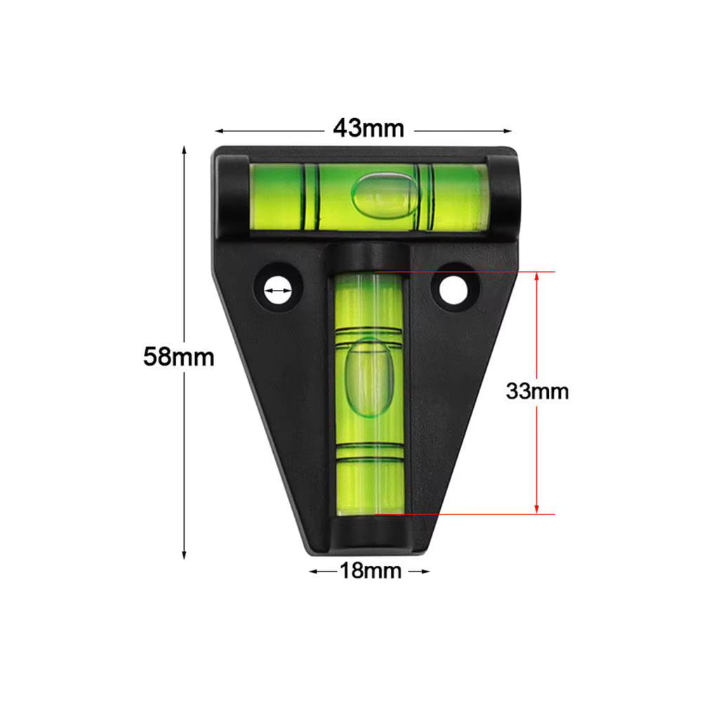 Niveau à bulle triangle noir avec double fiole - bulle horizontale et verticale pour mesure préciser