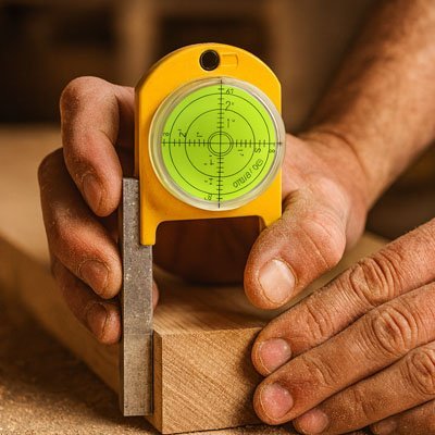 Niveau à bulle rond jaune avec équerre menuiserie - outil professionnel bricolage