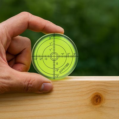 Bulle à niveau circulaire verte tenue à la main - lecture facile 360 degrés pour bricoleur