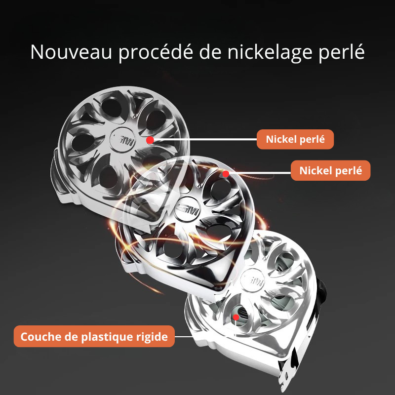 Mètre ruban couches nickel perlé plastique rigide résistance