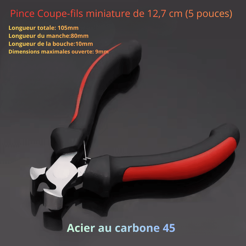Longueur totale: 105mm,Longueur du manche: 80mm,Longueur de la bouche: 10mm,Dimensions maximales ouverte:9mm