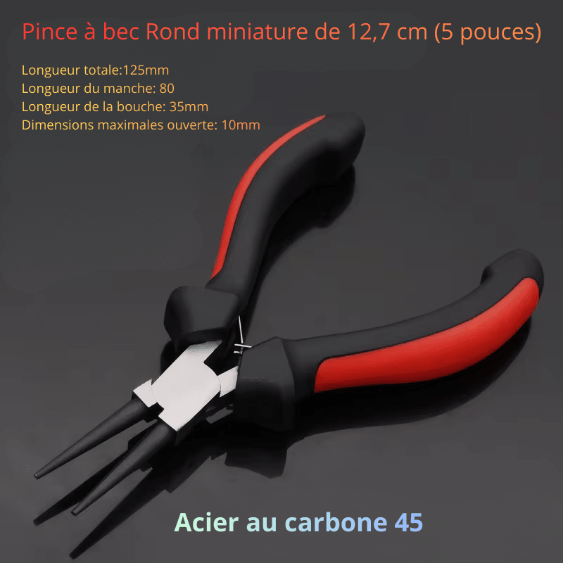 Longueur totale: 125mm,Longueur du manche: 80mm,Longueur de la bouche: 35mm,Dimensions maximales ouverte:10mm