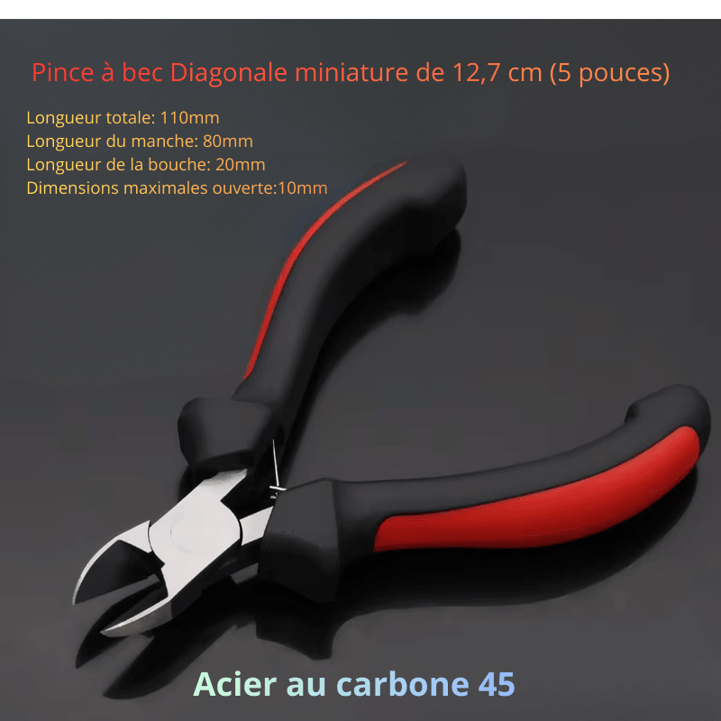 Longueur totale: 110mm,Longueur du manche: 80mm,Longueur de la bouche: 20mm,Dimensions maximales ouverte:10mm
