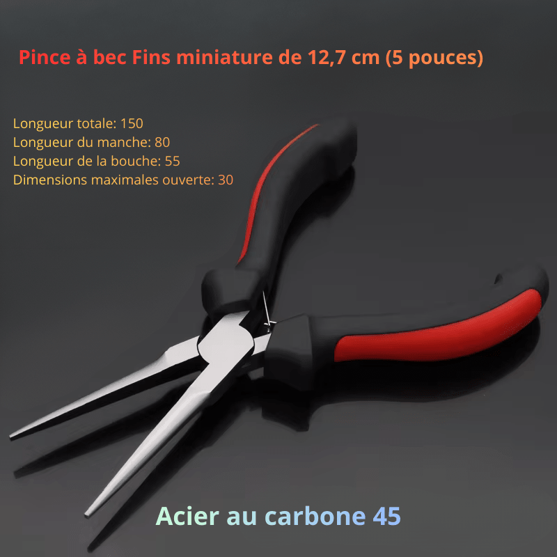 Longueur totale: 150mm,Longueur du manche: 80mm,Longueur de la bouche: 55mm,Dimensions maximales ouverte:30mm