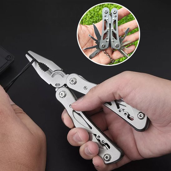 Pince multifonction compacte avec mâchoires dentées