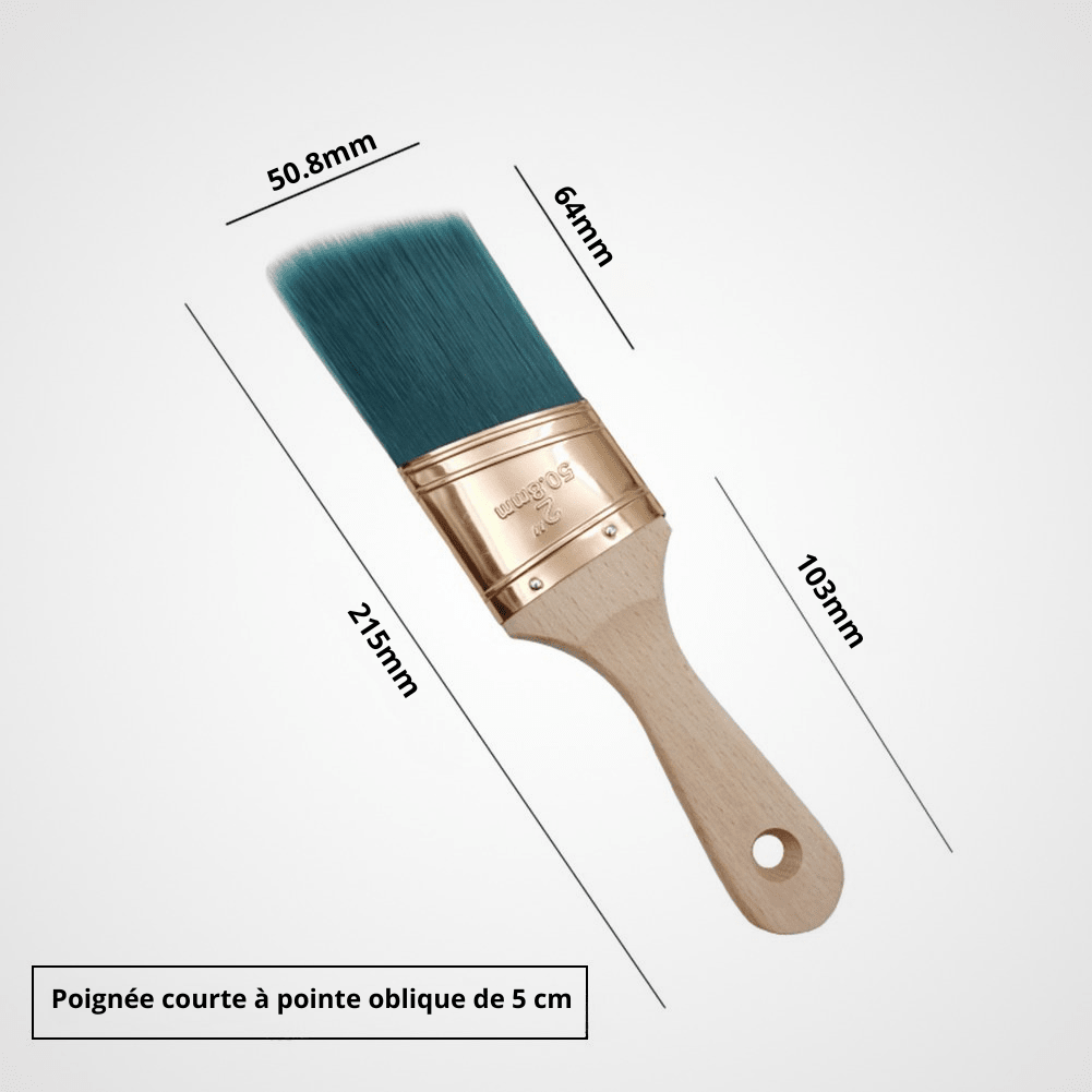 Pinceau professionnel poignée courte à pointe oblique 5 cm – dimensions 215mm