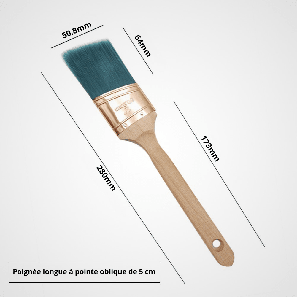 Pinceau professionnel poignée longue à pointe oblique 5 cm – dimensions 280mm