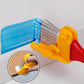 Pinceaux avec guide de précision appliquant de la peinture bleue sur un mur blanc