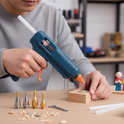 Pistolet à colle avec support rabattable et buse en cuivre – Bricolage JP