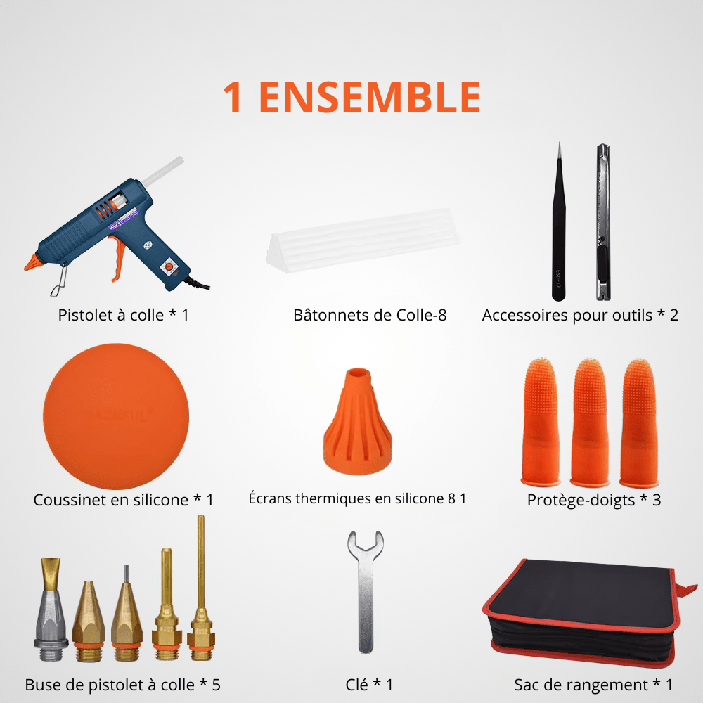 Pistolet à colle thermofusible avec accessoires – Bricolage JP