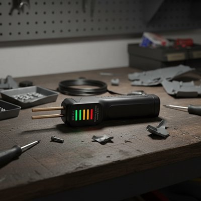 Pistolet à souder professionnel posé sur un établi d'atelier