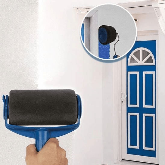 Rouleau de peinture bleu double face pour peindre les bords et encadrements de porte