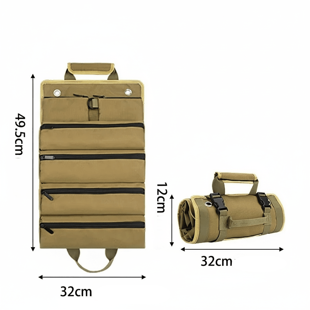 Longeur 49.5cm, Largeur 32cm.
Enroulé Hauteur 12cm, Largeur 32cm