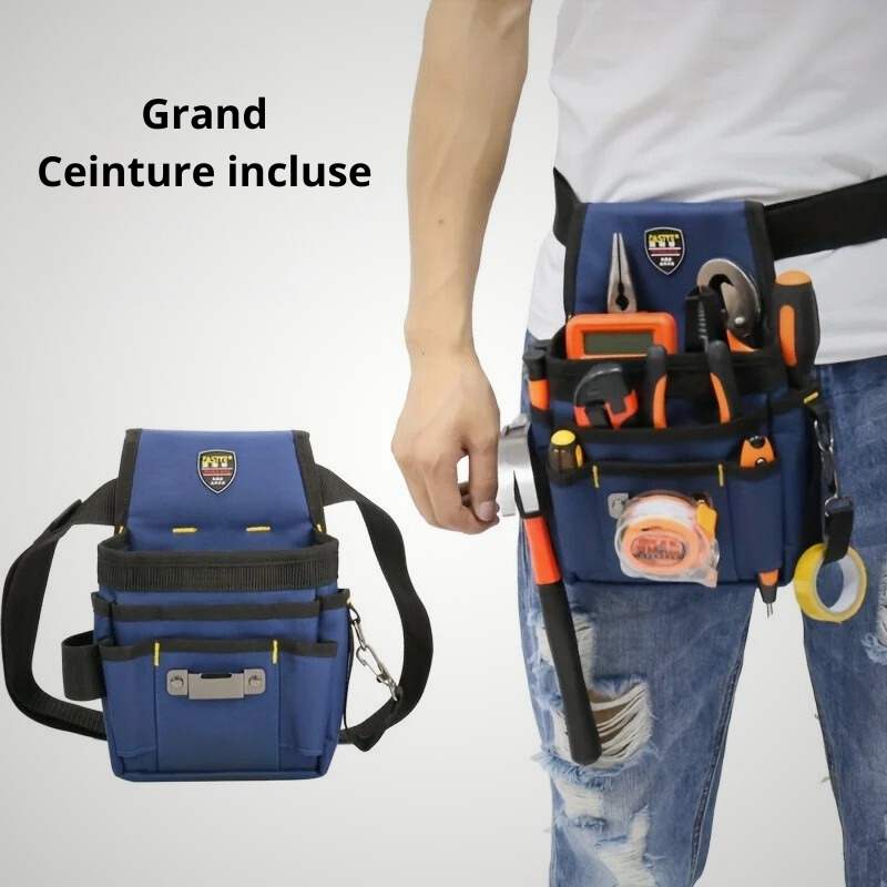 Sac à outils électricien professionnel grand modèle avec ceinture ajustable incluse
