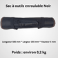 Sac à outils enroulable noir avec poignée et sangles noires - Dimensions 585 x 355 x 5 mm, poids 0,2 kg