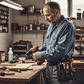 Sac à outils professionnel en utilisation sur chantier avec rangement organisé