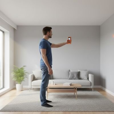 Utilisation du télémètre laser sur chantier pour mesure de distance précise jusqu'à 60m