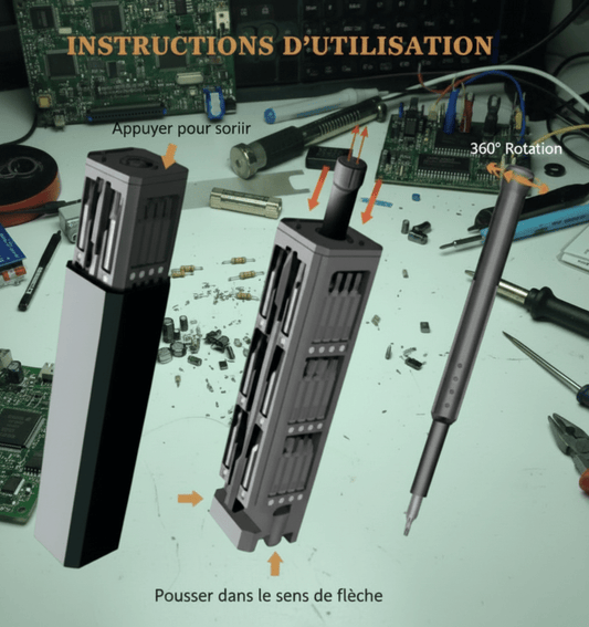 Kit tournevis magnétique 46 en 1 professionnel avec 42 embouts de précision acier S2 et étui de rangement organisé
