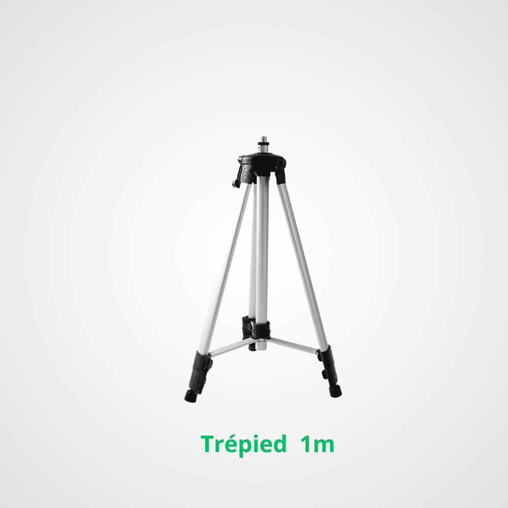 Trépied seul sur fond blanc): "Trépied télescopique 1m aluminium pour niveau laser - support réglable stable professionnel