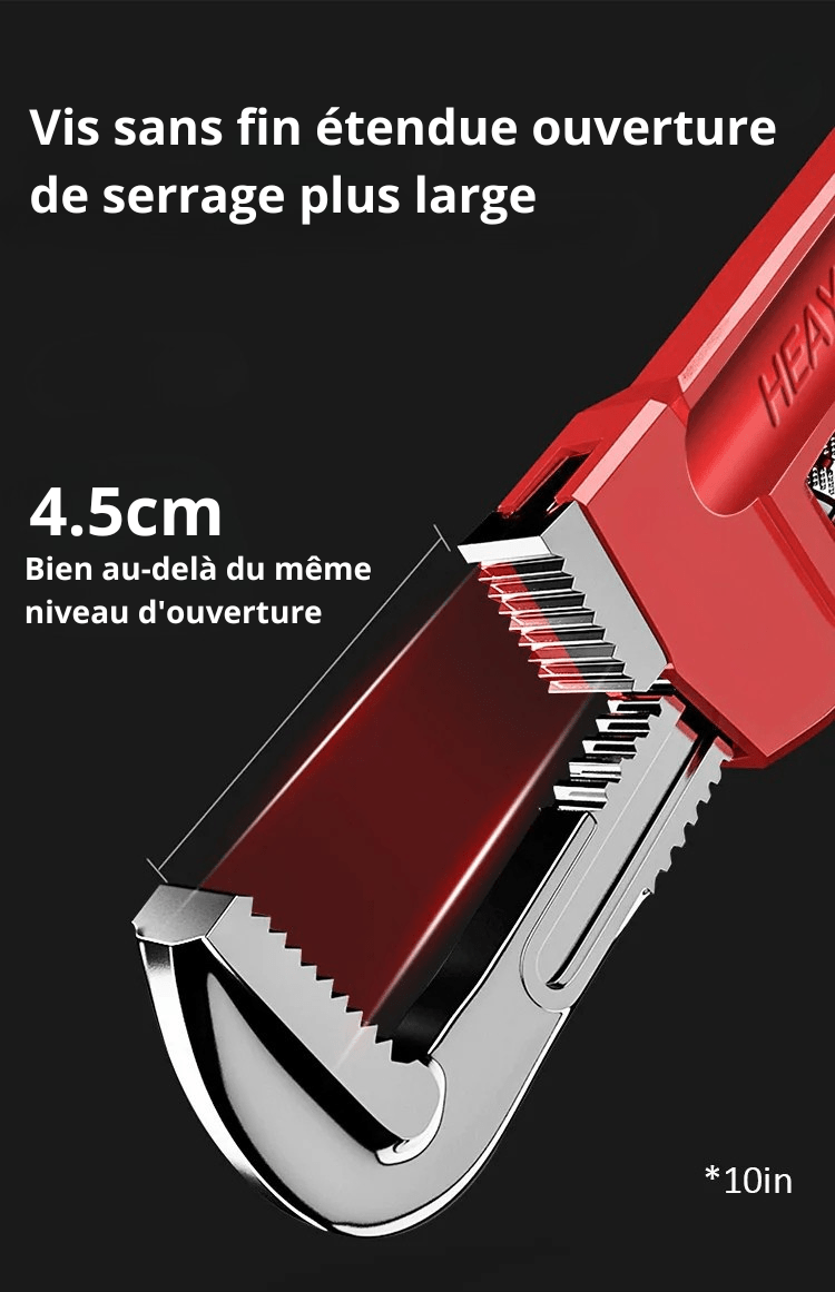 Clé à griffe - vis sans fin étendue pour ouverture de serrage plus large