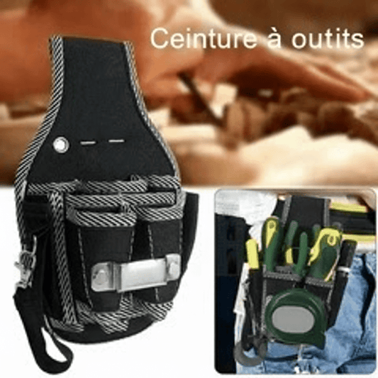 Ceinture à outils en toile multifonctionnel noire - Multiples pochettes pour tournevis et outils de bricolage