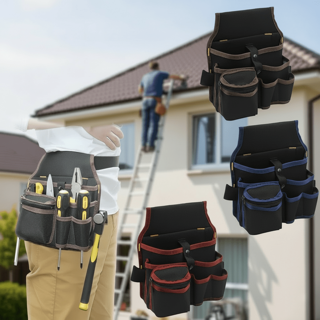 Ceinture porte-outils professionnelle multipoches avec tournevis - Disponible en noir, rouge et bleu
