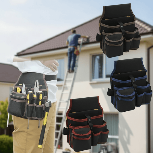 Ceinture porte-outils professionnelle multipoches avec tournevis - Disponible en noir, rouge et bleu
