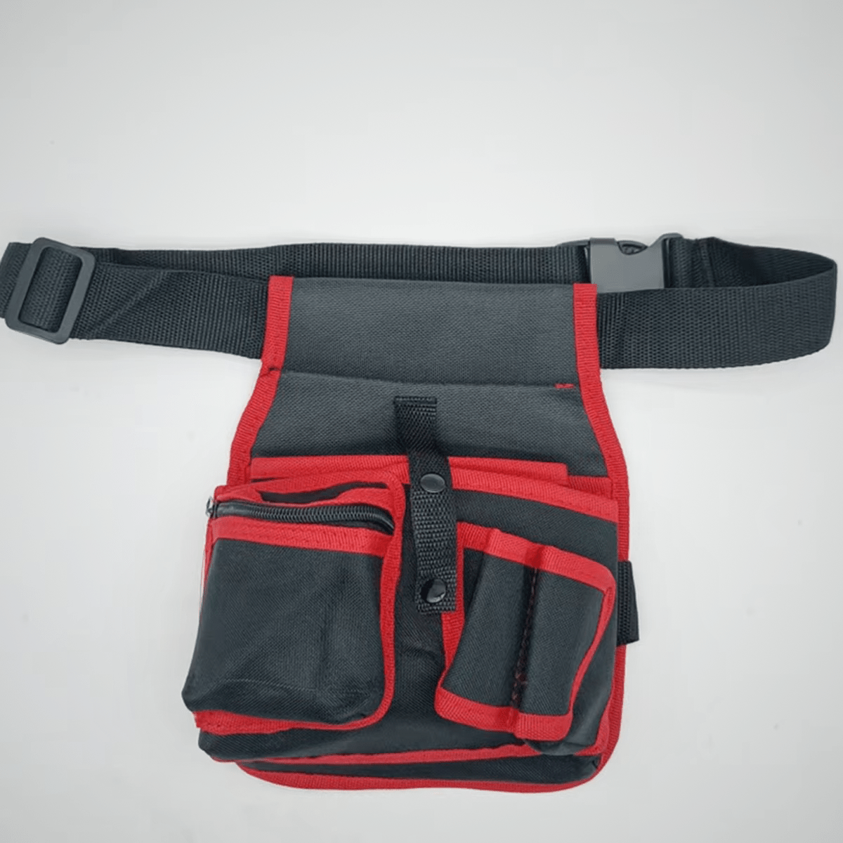 Sacoche ceinture outils rouge avec fermeture éclair - Organisation optimale pour électricien