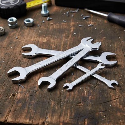 Clé plate double ouverture en acier trempé chromé