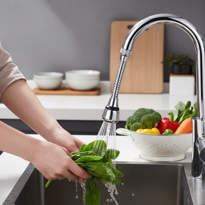 Embout robinet cuisine pour laver les légumes facilement